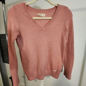 Hollister XS Women's Pink V-Neck Sweater